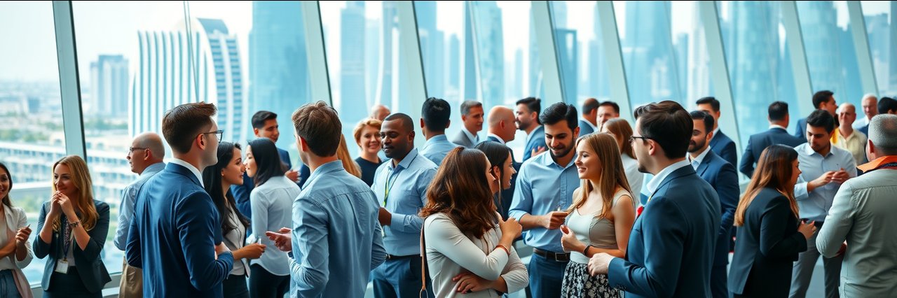 Gitex Dubai Venture Networking Event with professionals networking in a modern venue.